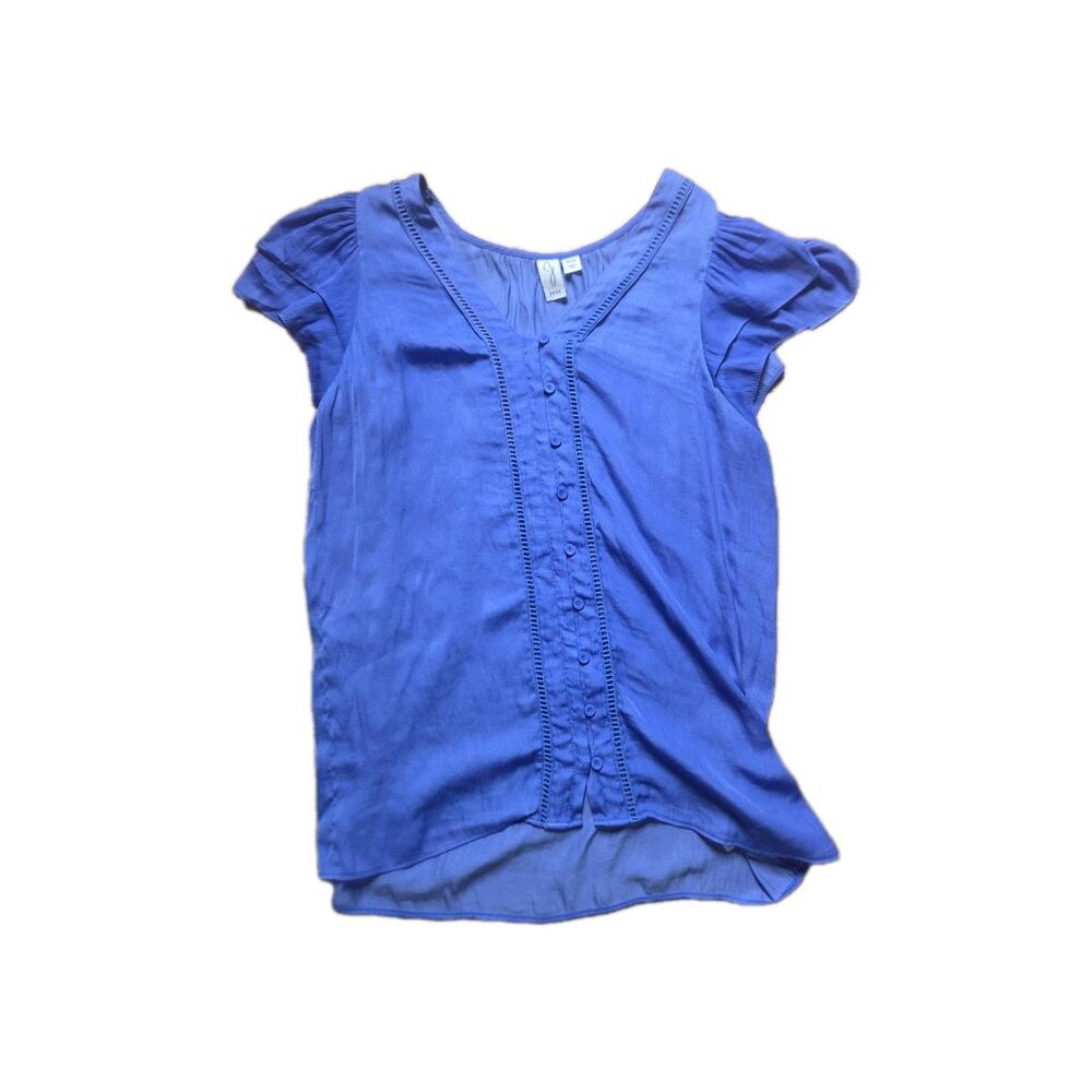 Joie Women’s Pink Solid V-Neck Short Sleeve Pleated Blouse Top Size M